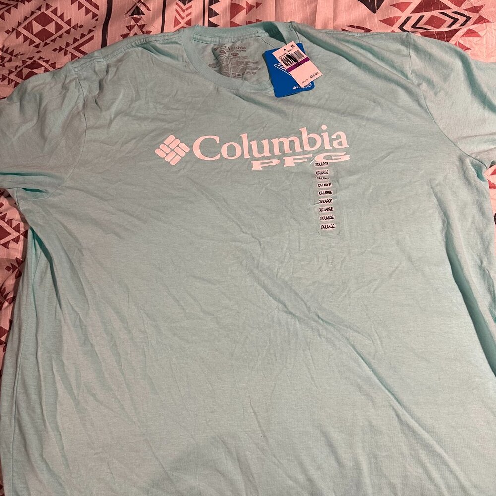 Men's Columbia PFG Blue Short Sleeve Shirt XXL New With Tags